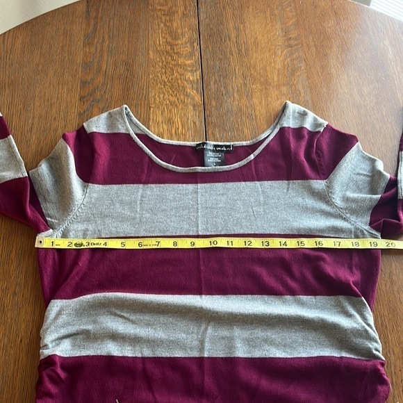 United States Sweaters ruched gray and wine color stripes size L boat neck - Picture 8 of 13